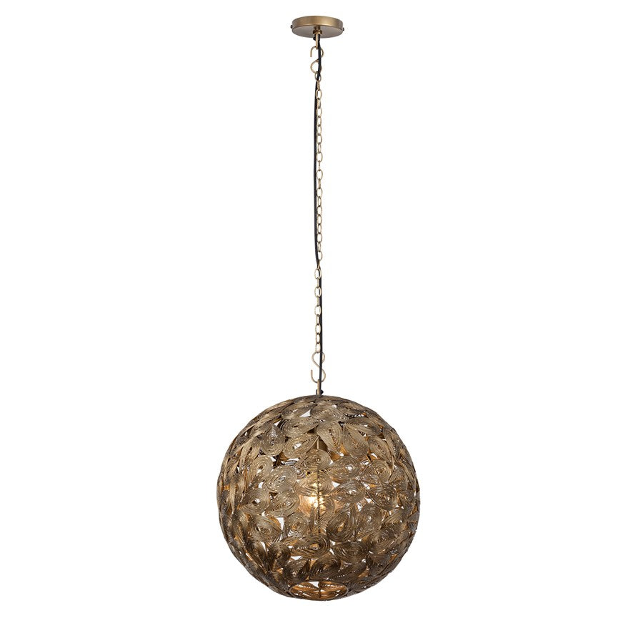 Canarm Kora 15in 1-Light Pendant | Antique Brass Iron | Kitchen & Bedroom | 15 x 15 x 17 in | Model IPL1184A01AB14