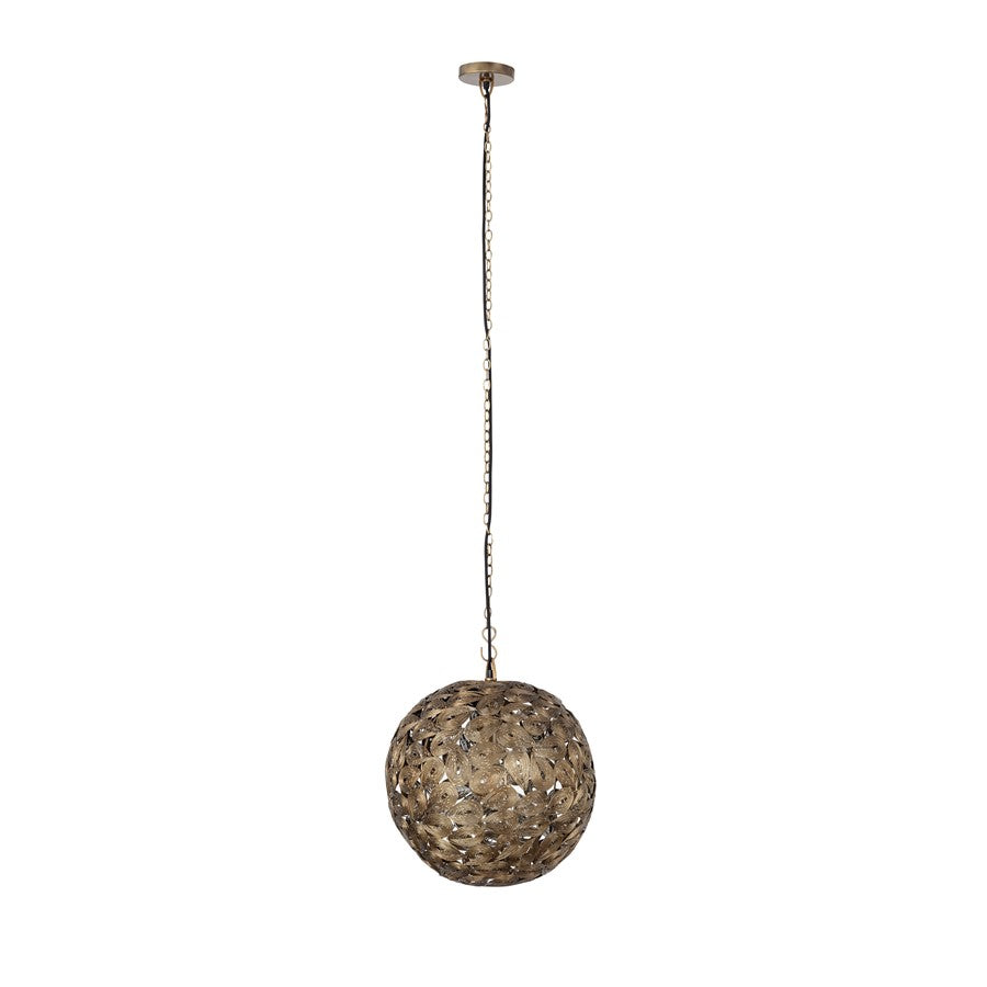 Canarm Kora 15in 1-Light Pendant | Antique Brass Iron | Kitchen & Bedroom | 15 x 15 x 17 in | Model IPL1184A01AB14
