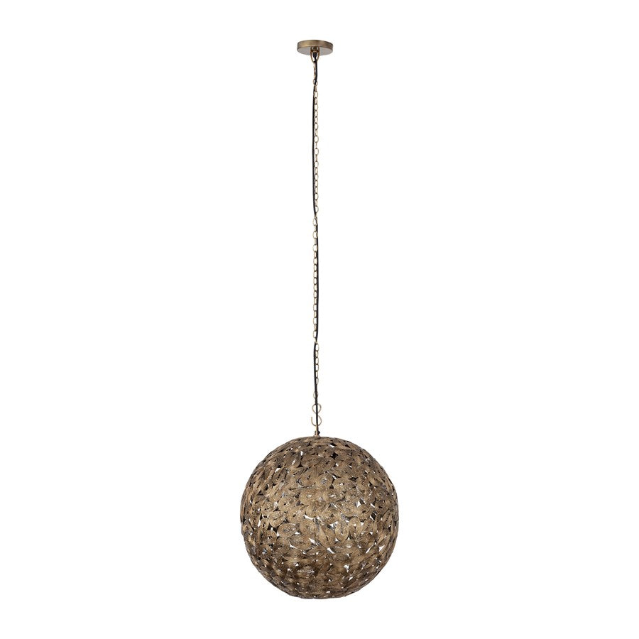 Canarm Kora 21in 1-Light Pendant | Rustic Antique Brass and Perforated Iron | Entryway & Dining Room | 21 x 21 x 21 in | Model IPL1184A01AB19