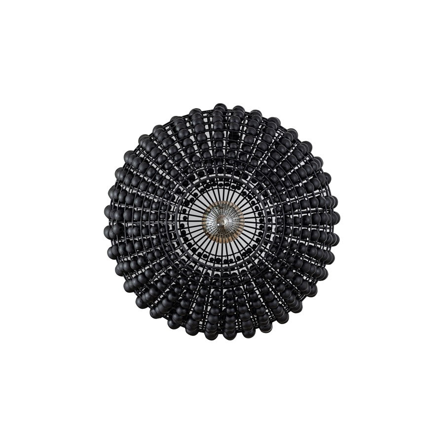 Canarm Burkley 16in 1-Light Pendant | Modern Matte Black and Wood Bead Accents | Bedroom & Entryway | 16 x 16 x 18 in | Model IPL1185A01BK16