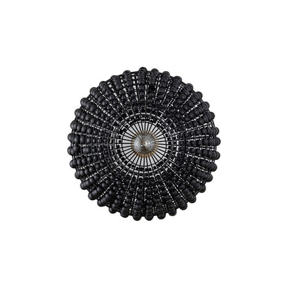 Canarm Burkley 16in 1-Light Pendant | Modern Matte Black and Wood Bead Accents | Bedroom & Entryway | 16 x 16 x 18 in | Model IPL1185A01BK16