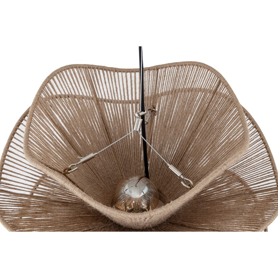 Canarm Sage 19in 2-Light Pendant | Natural Handwoven Jute and Iron Frame | Kitchen Island & Dining Room | 19 x 19 x 18 in | Model IPL1186A02NA20