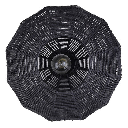 Canarm Valence 15in 1-Light Pendant | Modern Boho Matte Black Woven Steel | Kitchen Island & Bedroom | 15 x 15 x 14.5 in | Model IPL1197A01BK