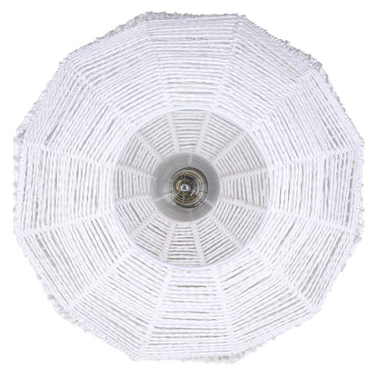 Canarm Valence 15in 1-Light Pendant | Modern Boho White Woven Steel | Kitchen Island & Bedroom | 15 x 15 x 14.5 in | Model IPL1197A01WH
