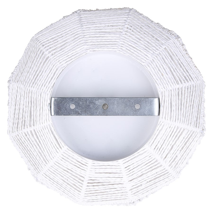 Canarm Valence 15in 1-Light Pendant | Modern Boho White Woven Steel | Kitchen Island & Bedroom | 15 x 15 x 14.5 in | Model IPL1197A01WH