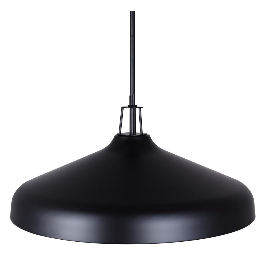 Canarm Holland 22in 4-Light Pendant | Industrial Matte Black Metal Dome | Kitchen Island & Dining Room | 22 x 22 x 13 in | Model IPL1203A04BK22
