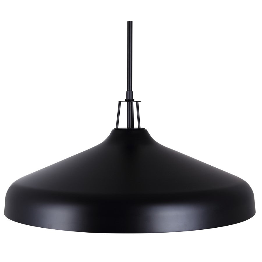 Canarm Holland 22in 4-Light Pendant | Industrial Matte Black & Gold Interior Metal Dome | Kitchen Island & Dining Room | Model IPL1203A04BKG22