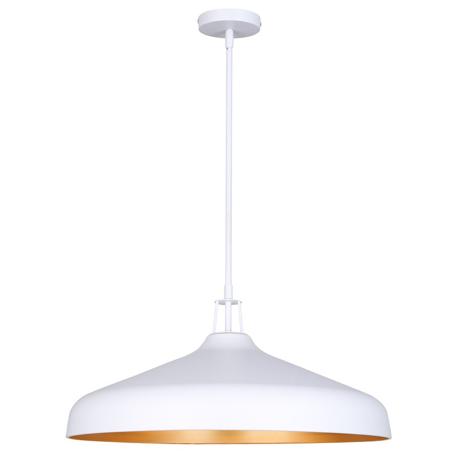 Canarm Holland 22in 4-Light Pendant | Matte White and Gold Interior Steel | Kitchen Island & Dining Room | 22 x 22 x 13 in | Model IPL1203A04WHG22