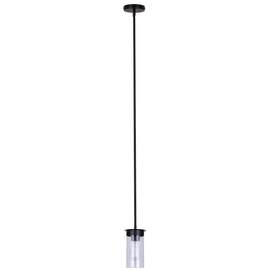 Canarm Benson 4.75in 1-Light Pendant | Matte Black and Clear Glass Steel | Kitchen & Bedroom | 4.75 x 4.75 x 11.75 in | Model IPL1205A01BK