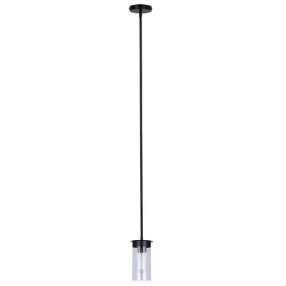 Canarm Benson 4.75in 1-Light Pendant | Matte Black and Clear Glass Steel | Kitchen & Bedroom | 4.75 x 4.75 x 11.75 in | Model IPL1205A01BK