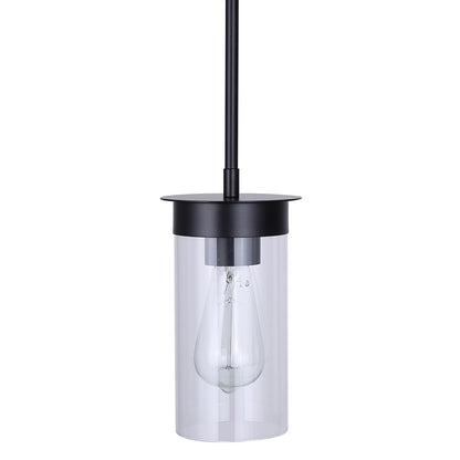 Canarm Benson 4.75in 1-Light Pendant | Matte Black and Clear Glass Steel | Kitchen & Bedroom | 4.75 x 4.75 x 11.75 in | Model IPL1205A01BK