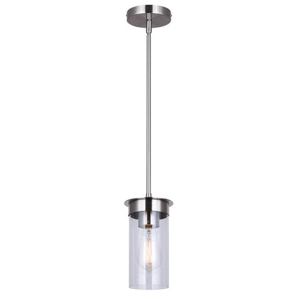 Canarm Benson 4.75in 1-Light Pendant | Brushed Nickel and Clear Glass Steel | Kitchen & Hallway | 4.75 x 4.75 x 11.75 in | Model IPL1205A01BN