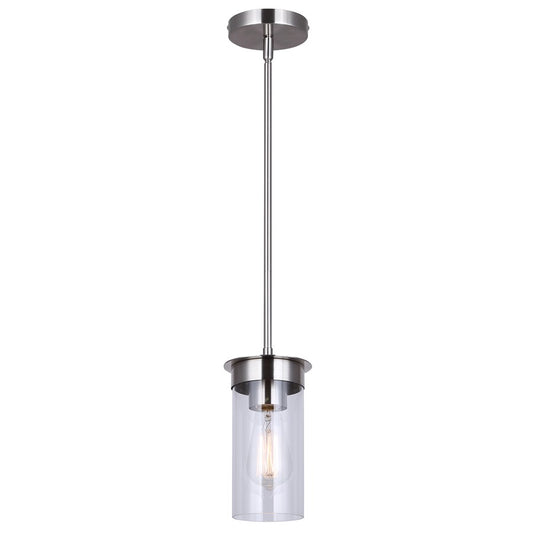 Canarm Benson 4.75in 1-Light Pendant | Brushed Nickel and Clear Glass Steel | Kitchen & Hallway | 4.75 x 4.75 x 11.75 in | Model IPL1205A01BN