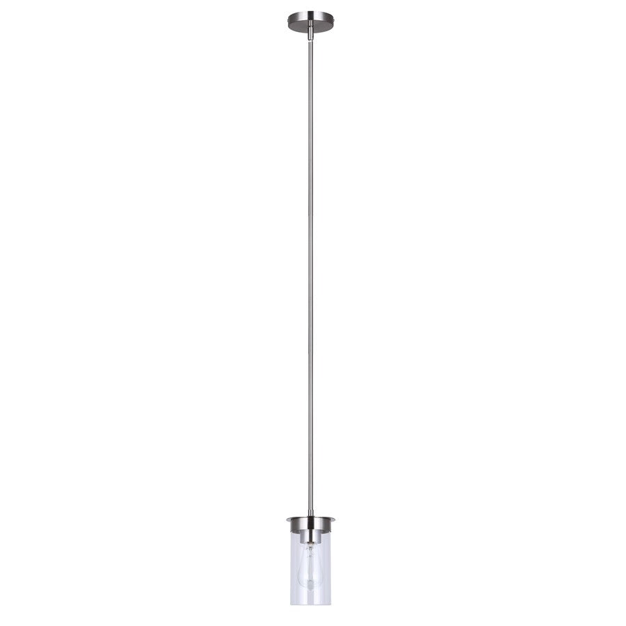 Canarm Benson 4.75in 1-Light Pendant | Brushed Nickel and Clear Glass Steel | Kitchen & Hallway | 4.75 x 4.75 x 11.75 in | Model IPL1205A01BN