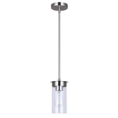 Canarm Benson 4.75in 1-Light Pendant | Brushed Nickel and Clear Glass Steel | Kitchen & Hallway | 4.75 x 4.75 x 11.75 in | Model IPL1205A01BN