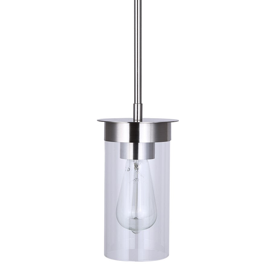 Canarm Benson 4.75in 1-Light Pendant | Brushed Nickel and Clear Glass Steel | Kitchen & Hallway | 4.75 x 4.75 x 11.75 in | Model IPL1205A01BN