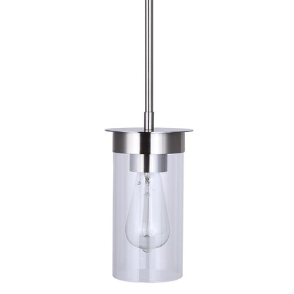 Canarm Benson 4.75in 1-Light Pendant | Brushed Nickel and Clear Glass Steel | Kitchen & Hallway | 4.75 x 4.75 x 11.75 in | Model IPL1205A01BN
