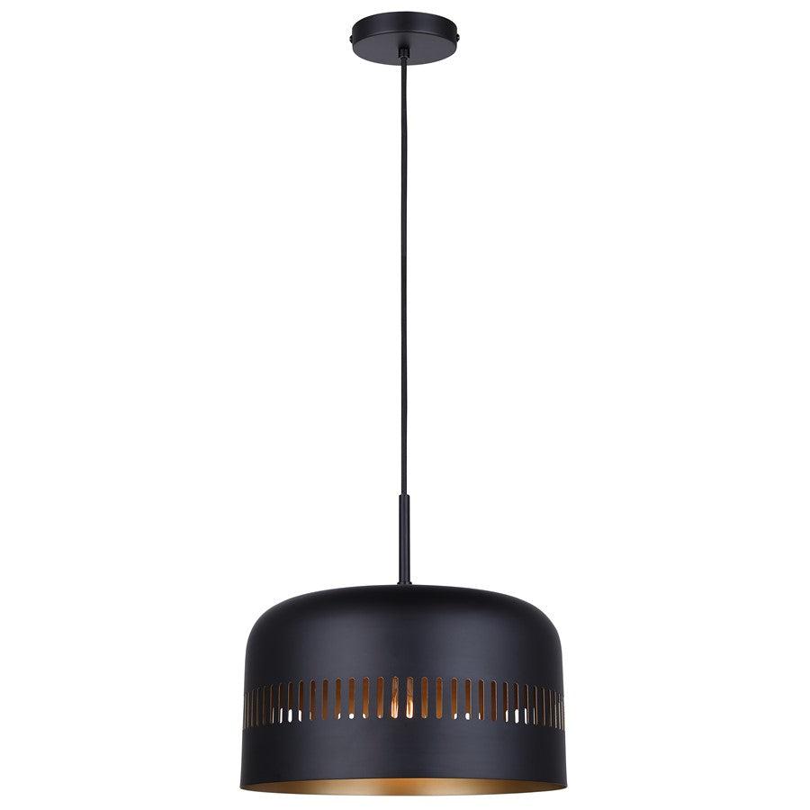 Canarm Miles 13in 1-Light Pendant | Matte Black and Gold Interior Steel | Dining Room & Kitchen | 13 x 13 x 13.5 in | Model IPL1207A01BK