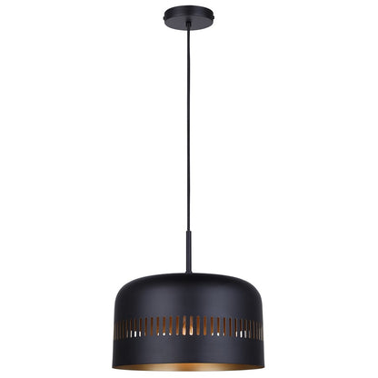 Canarm Miles 13in 1-Light Pendant | Matte Black and Gold Interior Steel | Dining Room & Kitchen | 13 x 13 x 13.5 in | Model IPL1207A01BK