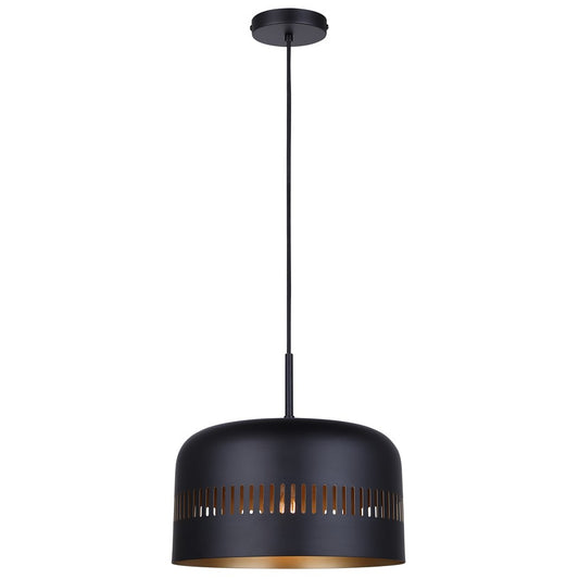 Canarm Miles 13in 1-Light Pendant | Matte Black and Gold Interior Steel | Dining Room & Kitchen | 13 x 13 x 13.5 in | Model IPL1207A01BK
