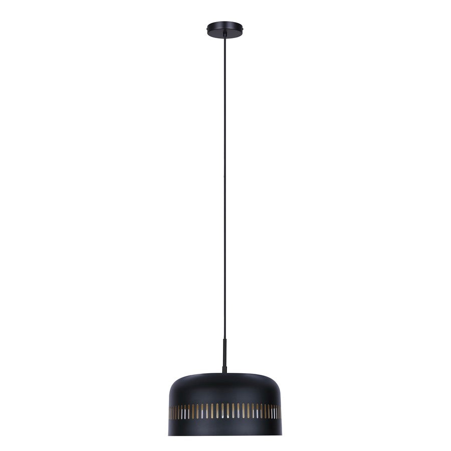 Canarm Miles 13in 1-Light Pendant | Matte Black and Gold Interior Steel | Dining Room & Kitchen | 13 x 13 x 13.5 in | Model IPL1207A01BK