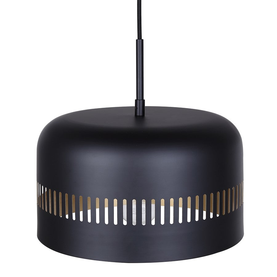 Canarm Miles 13in 1-Light Pendant | Matte Black and Gold Interior Steel | Dining Room & Kitchen | 13 x 13 x 13.5 in | Model IPL1207A01BK