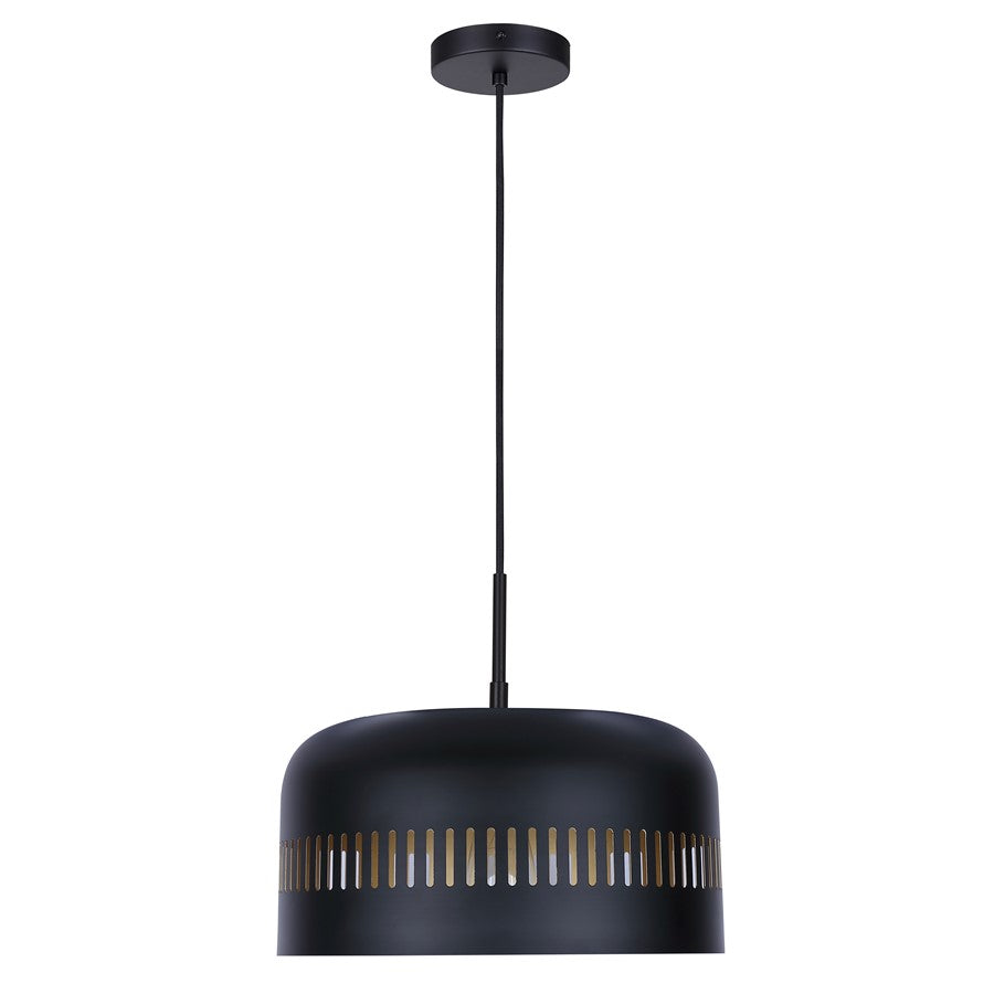 Canarm Miles 13in 1-Light Pendant | Matte Black and Gold Interior Steel | Dining Room & Kitchen | 13 x 13 x 13.5 in | Model IPL1207A01BK