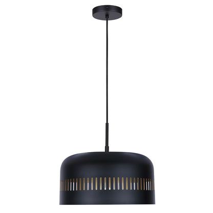 Canarm Miles 13in 1-Light Pendant | Matte Black and Gold Interior Steel | Dining Room & Kitchen | 13 x 13 x 13.5 in | Model IPL1207A01BK