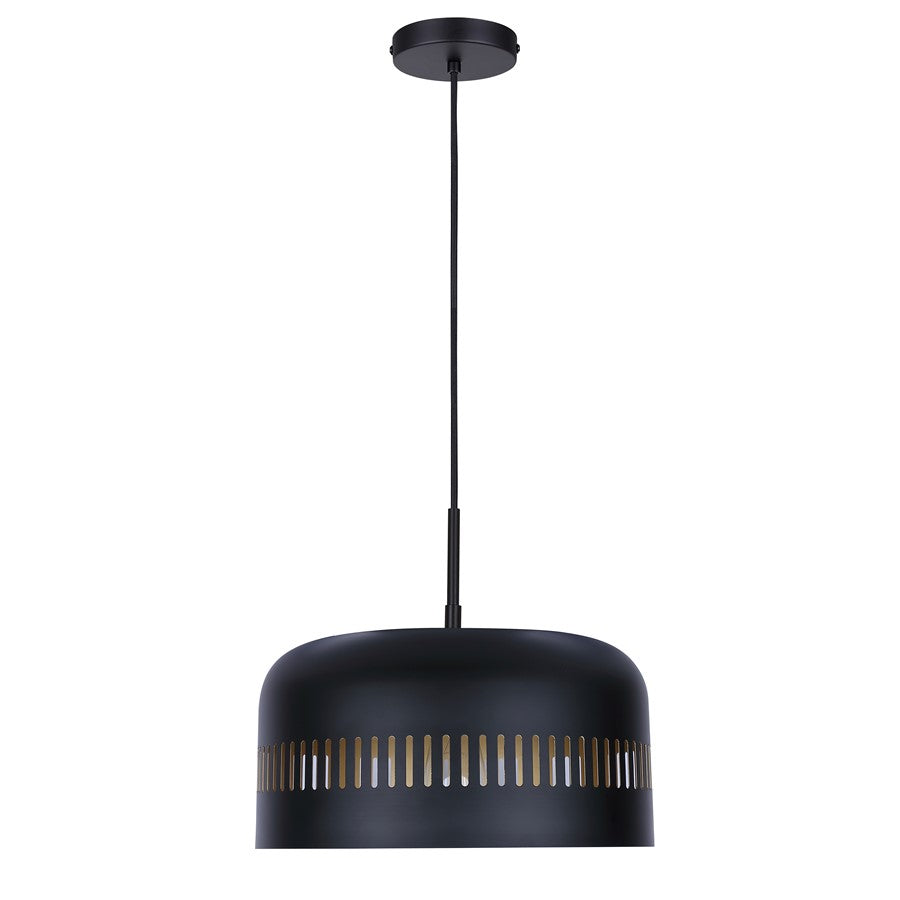 Canarm Miles 13in 1-Light Pendant | Matte Black and Gold Interior Steel | Dining Room & Kitchen | 13 x 13 x 13.5 in | Model IPL1207A01BK