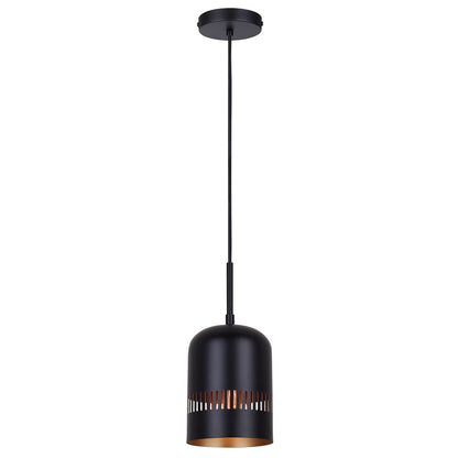 Canarm Miles 6in 1-Light Pendant | Matte Black and Gold Interior Steel | Kitchen Island & Dining Room | 6 x 6 x 14.5-62.5 in | Model IPL1207A01BK6