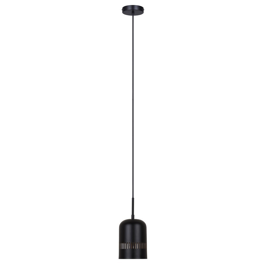 Canarm Miles 6in 1-Light Pendant | Matte Black and Gold Interior Steel | Kitchen Island & Dining Room | 6 x 6 x 14.5-62.5 in | Model IPL1207A01BK6