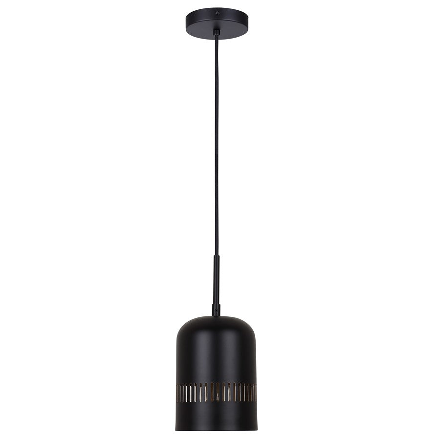 Canarm Miles 6in 1-Light Pendant | Matte Black and Gold Interior Steel | Kitchen Island & Dining Room | 6 x 6 x 14.5-62.5 in | Model IPL1207A01BK6