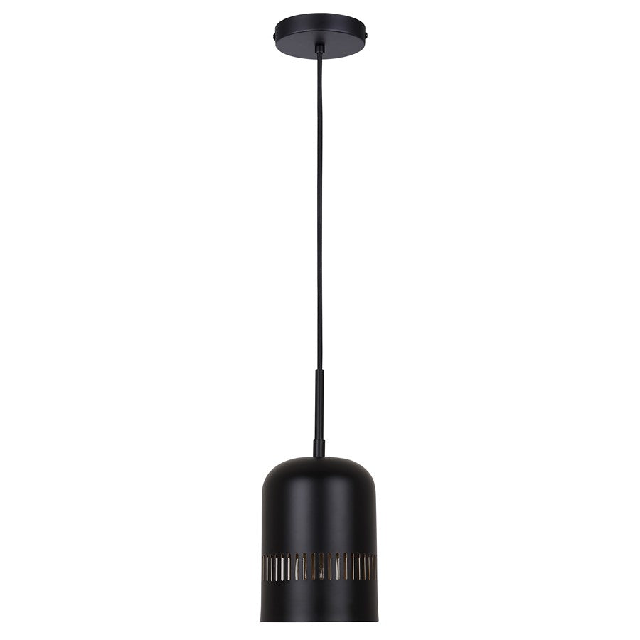 Canarm Miles 6in 1-Light Pendant | Matte Black and Gold Interior Steel | Kitchen Island & Dining Room | 6 x 6 x 14.5-62.5 in | Model IPL1207A01BK6