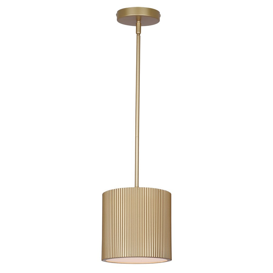 Canarm Scarlett 8in 1-Light Pendant | Brushed Gold Ribbed Steel | Kitchen & Dining Room | 8 x 8 x 11-59 in | Model IPL1208A01PGD