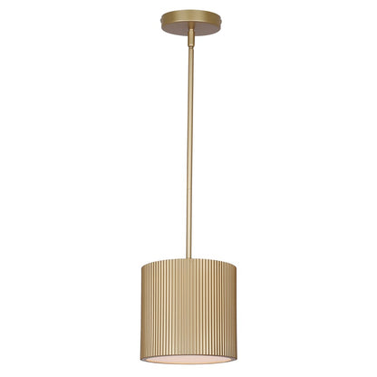 Canarm Scarlett 8in 1-Light Pendant | Brushed Gold Ribbed Steel | Kitchen & Dining Room | 8 x 8 x 11-59 in | Model IPL1208A01PGD