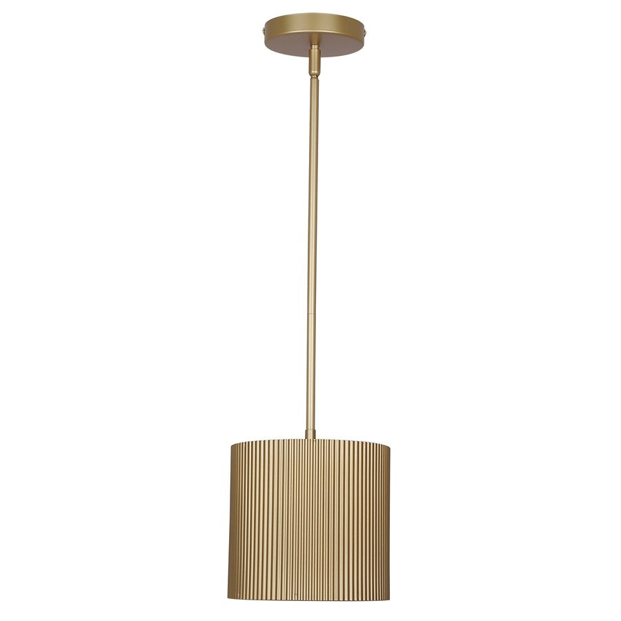 Canarm Scarlett 8in 1-Light Pendant | Brushed Gold Ribbed Steel | Kitchen & Dining Room | 8 x 8 x 11-59 in | Model IPL1208A01PGD