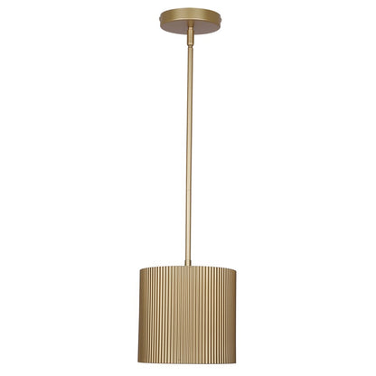 Canarm Scarlett 8in 1-Light Pendant | Brushed Gold Ribbed Steel | Kitchen & Dining Room | 8 x 8 x 11-59 in | Model IPL1208A01PGD