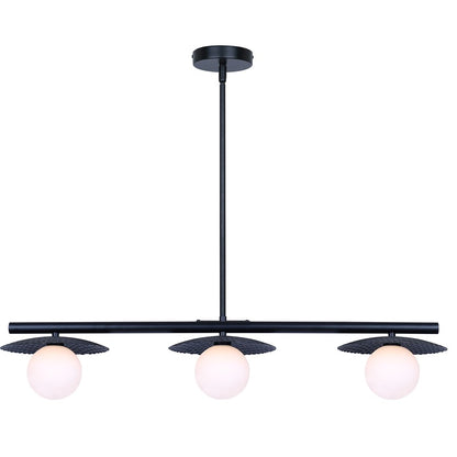 Canarm Mierka 32.5in 3-Light Pendant | Matte Black Steel and Opal Glass | Dining Room & Kitchen | 32.5 x 7.9 x 14.6-56.6 in | Model IPL1209A03BK9