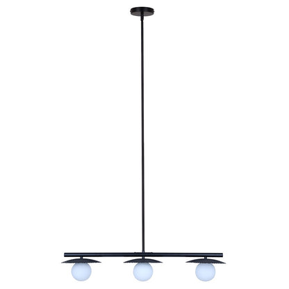 Canarm Mierka 32.5in 3-Light Pendant | Matte Black Steel and Opal Glass | Dining Room & Kitchen | 32.5 x 7.9 x 14.6-56.6 in | Model IPL1209A03BK9