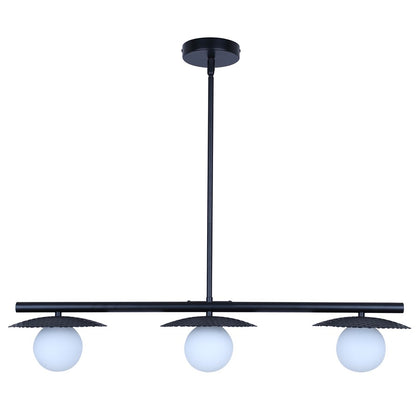 Canarm Mierka 32.5in 3-Light Pendant | Matte Black Steel and Opal Glass | Dining Room & Kitchen | 32.5 x 7.9 x 14.6-56.6 in | Model IPL1209A03BK9