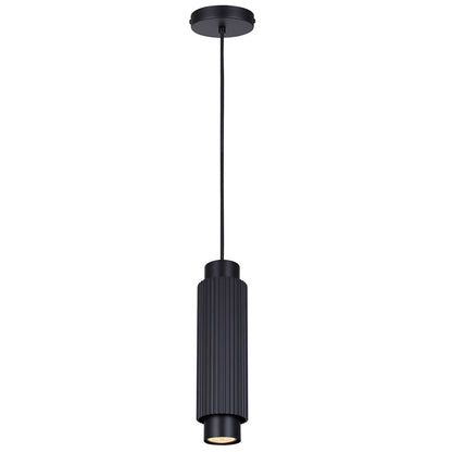 Canarm Cohen 4.75in 1-Light Pendant | Matte Black Ribbed Steel | Bedroom & Kitchen Island | 4.75 x 4.75 x 13.5-61.5 in | Model IPL1231A01BK10