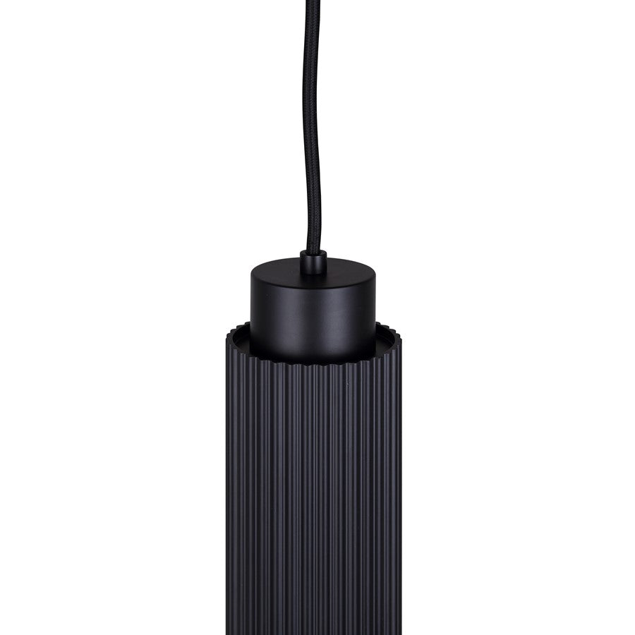 Canarm Cohen 4.75in 1-Light Pendant | Matte Black Ribbed Steel | Bedroom & Kitchen Island | 4.75 x 4.75 x 13.5-61.5 in | Model IPL1231A01BK10