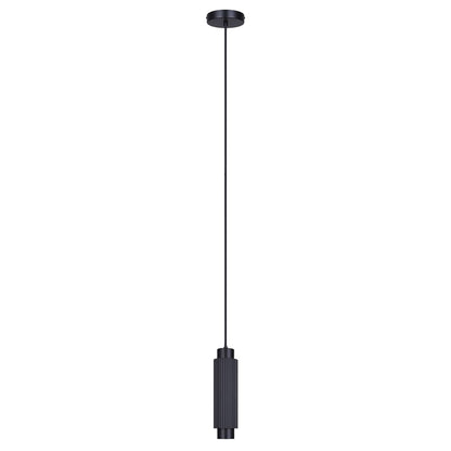 Canarm Cohen 4.75in 1-Light Pendant | Matte Black Ribbed Steel | Bedroom & Kitchen Island | 4.75 x 4.75 x 13.5-61.5 in | Model IPL1231A01BK10