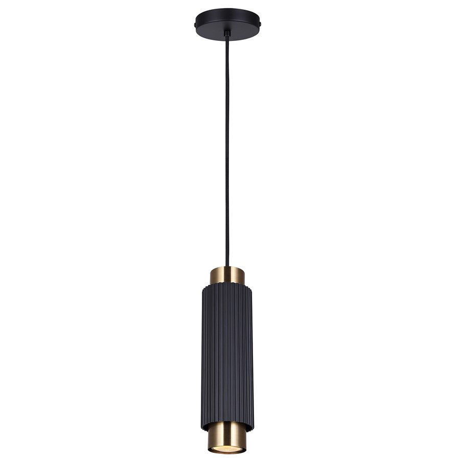 Canarm Cohen 4.75in 1-Light Pendant | Modern Matte Black and Gold Steel | Kitchen Island & Dining Room | 4.75 x 4.75 x 13.5 in | Model IPL1231A01BKG10