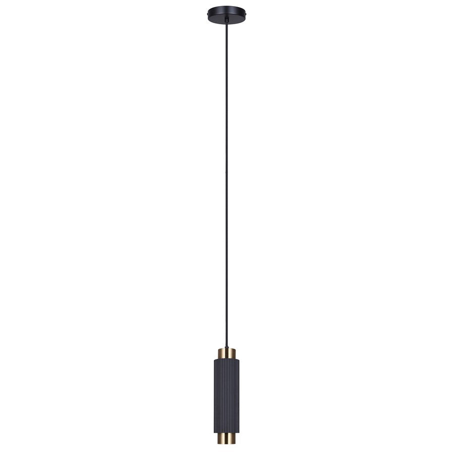 Canarm Cohen 4.75in 1-Light Pendant | Modern Matte Black and Gold Steel | Kitchen Island & Dining Room | 4.75 x 4.75 x 13.5 in | Model IPL1231A01BKG10