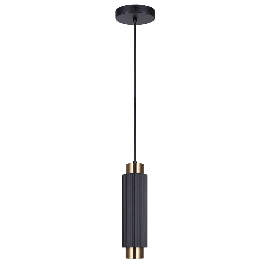 Canarm Cohen 4.75in 1-Light Pendant | Modern Matte Black and Gold Steel | Kitchen Island & Dining Room | 4.75 x 4.75 x 13.5 in | Model IPL1231A01BKG10