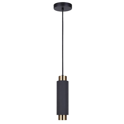 Canarm Cohen 4.75in 1-Light Pendant | Modern Matte Black and Gold Steel | Kitchen Island & Dining Room | 4.75 x 4.75 x 13.5 in | Model IPL1231A01BKG10