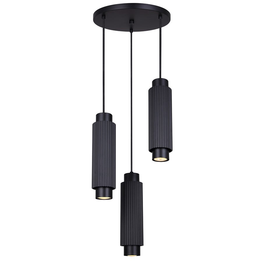 Canarm Cohen 13in 3-Light Pendant | Modern Matte Black Steel | Kitchen Island & Dining Room | 13 x 13 x 13.5 in | Model IPL1231A03BK10