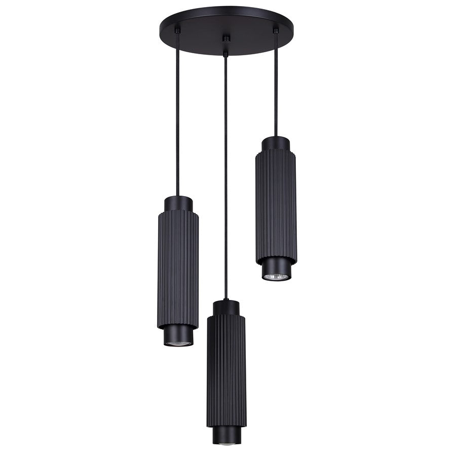 Canarm Cohen 13in 3-Light Pendant | Modern Matte Black Steel | Kitchen Island & Dining Room | 13 x 13 x 13.5 in | Model IPL1231A03BK10