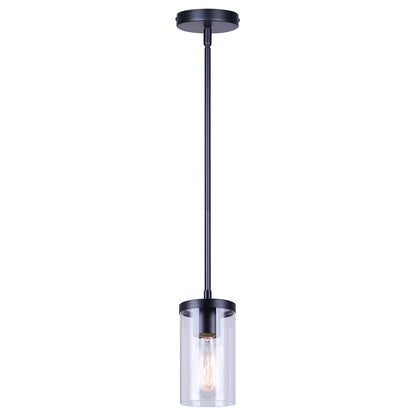 Canarm Britton 4.75in 1-Light Pendant | Modern Matte Black Steel and Clear Glass | Kitchen Island & Dining Room | Model IPL1234A01BK